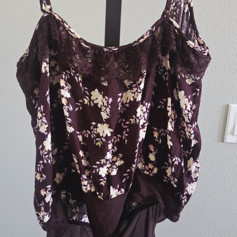 Free People Floral Bodysuit in Brown and Cream - Picture 2 of 6